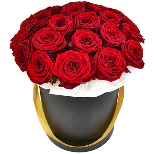 Фото товара 21 роза в шляпной коробке в Одессе