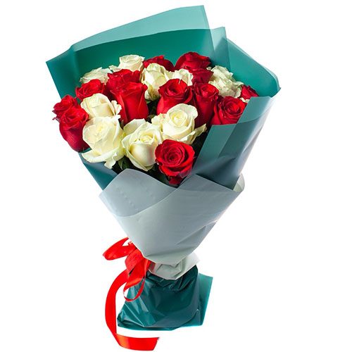 Фото товара 25 роз красных и белых в Одессе