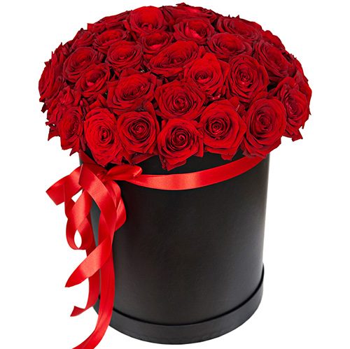 Фото товара 51 роза красная в шляпной коробке в Одессе