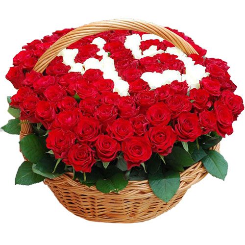 Фото товара 101 роза в корзине с числами в Одессе