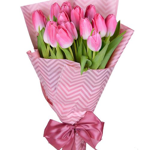 Фото товара 15 розовых тюльпанов в Одессе