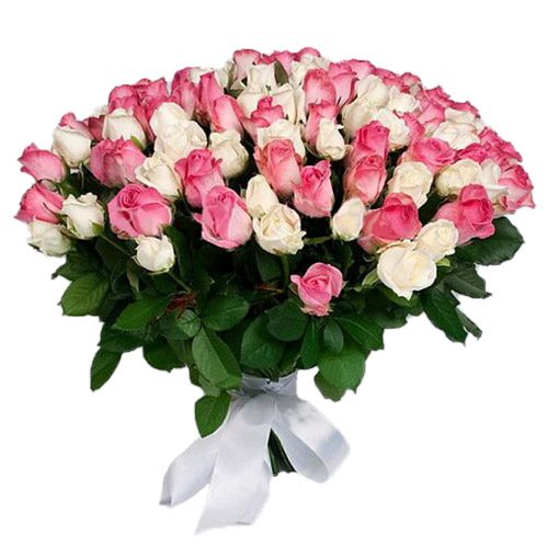 Фото товара 101 белая и розовая роза в Одессе