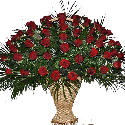 Фото товара Корзина 100 роз в папоротнике в Одессе