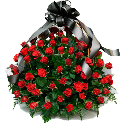 Фото товара 100 алых роз "Пламя" в корзине в Одессе