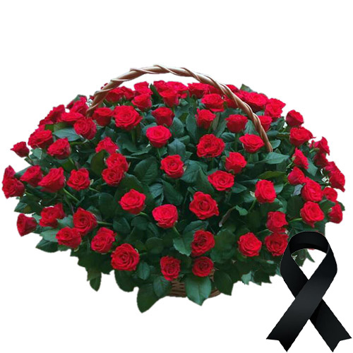 Фото товара 100 красных роз в корзине в Одессе