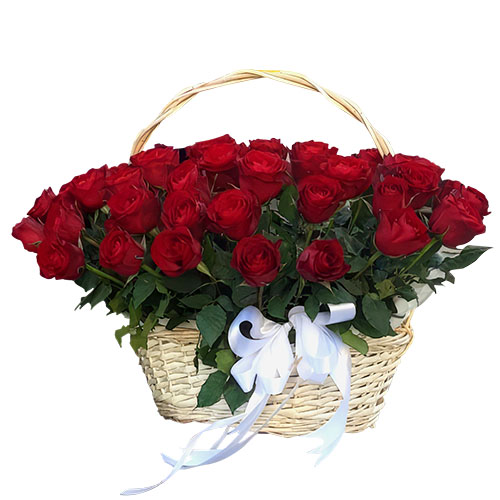 Фото товара 51 красная роза в корзине в Одессе